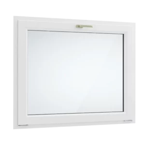 Detail van kunststof kiepraam – wit pvc raam met hoogwaardige afwerking en stevige scharnieren